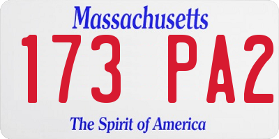 MA license plate 173PA2