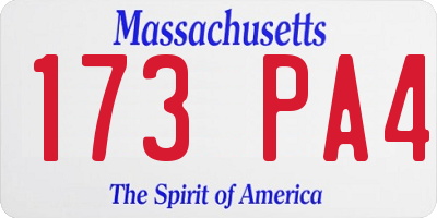 MA license plate 173PA4