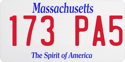 MA license plate 173PA5