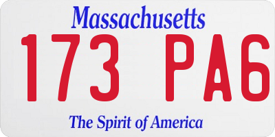 MA license plate 173PA6