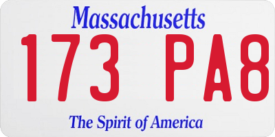 MA license plate 173PA8