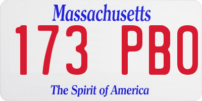 MA license plate 173PB0