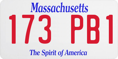 MA license plate 173PB1