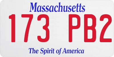 MA license plate 173PB2
