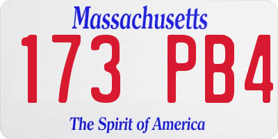 MA license plate 173PB4