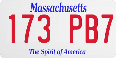 MA license plate 173PB7