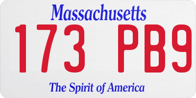 MA license plate 173PB9