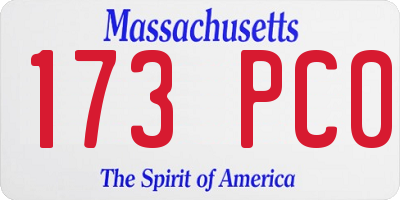 MA license plate 173PC0
