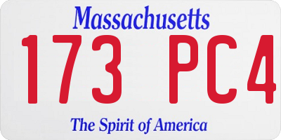 MA license plate 173PC4