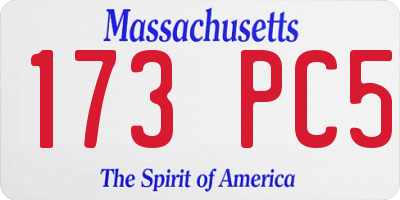 MA license plate 173PC5