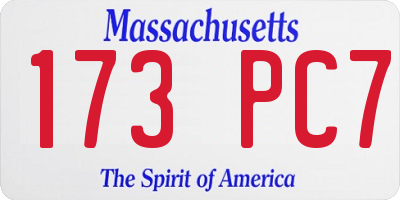 MA license plate 173PC7