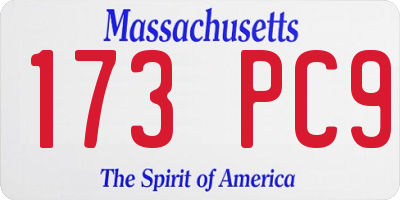 MA license plate 173PC9