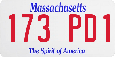 MA license plate 173PD1