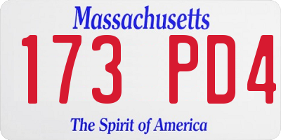 MA license plate 173PD4