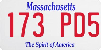 MA license plate 173PD5