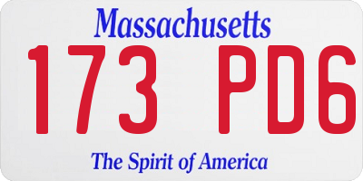MA license plate 173PD6