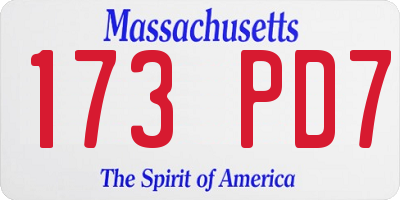 MA license plate 173PD7
