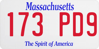 MA license plate 173PD9