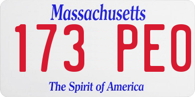 MA license plate 173PE0