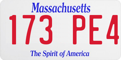 MA license plate 173PE4