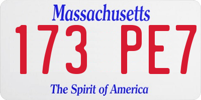 MA license plate 173PE7
