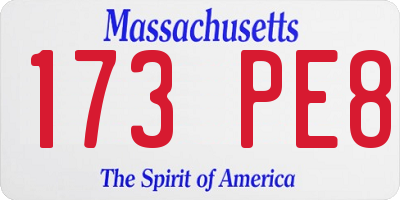MA license plate 173PE8
