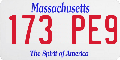 MA license plate 173PE9