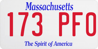 MA license plate 173PF0
