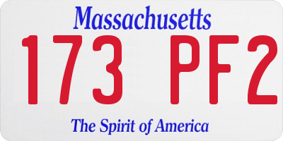 MA license plate 173PF2