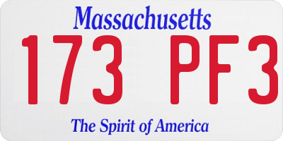 MA license plate 173PF3