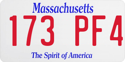MA license plate 173PF4