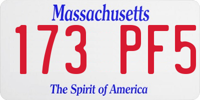 MA license plate 173PF5