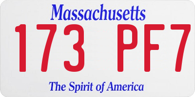 MA license plate 173PF7