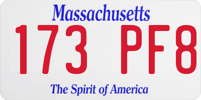 MA license plate 173PF8