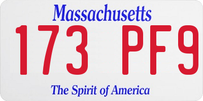 MA license plate 173PF9