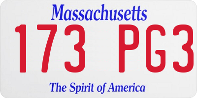MA license plate 173PG3