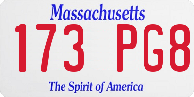 MA license plate 173PG8