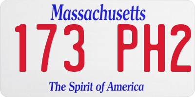 MA license plate 173PH2