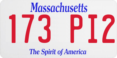 MA license plate 173PI2