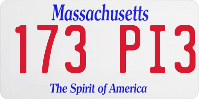 MA license plate 173PI3