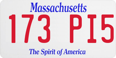 MA license plate 173PI5