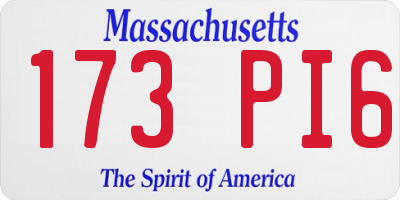 MA license plate 173PI6