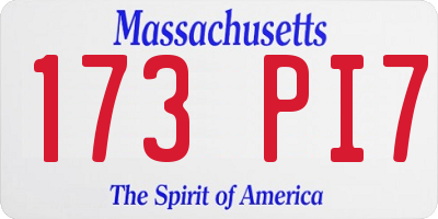 MA license plate 173PI7