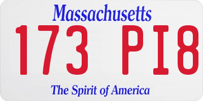 MA license plate 173PI8