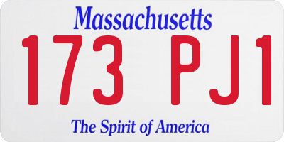 MA license plate 173PJ1