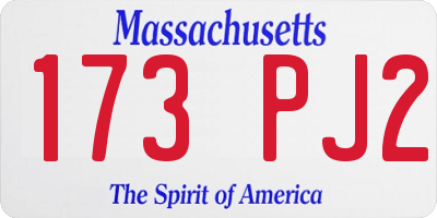 MA license plate 173PJ2