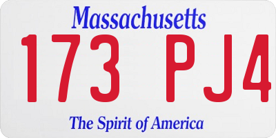 MA license plate 173PJ4