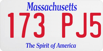 MA license plate 173PJ5