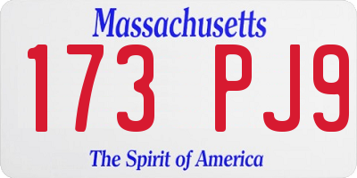 MA license plate 173PJ9