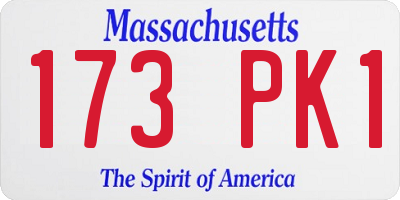 MA license plate 173PK1